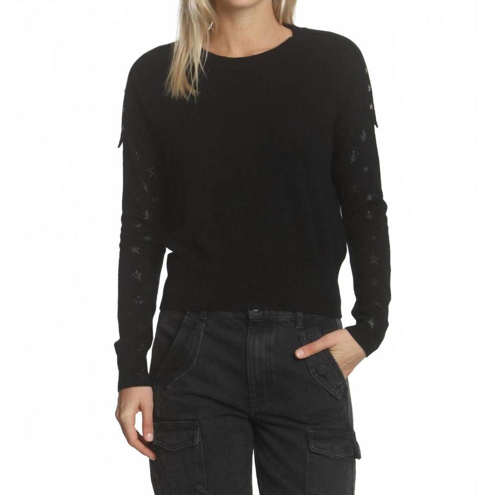 NEW LABEL+THREAD women's zoe star stud top in black